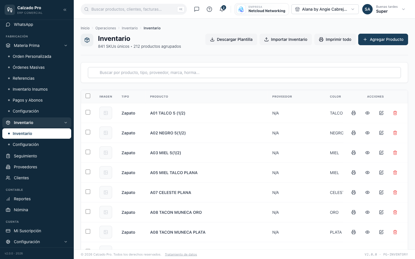 CalzadoPro — Inventario por talla y color